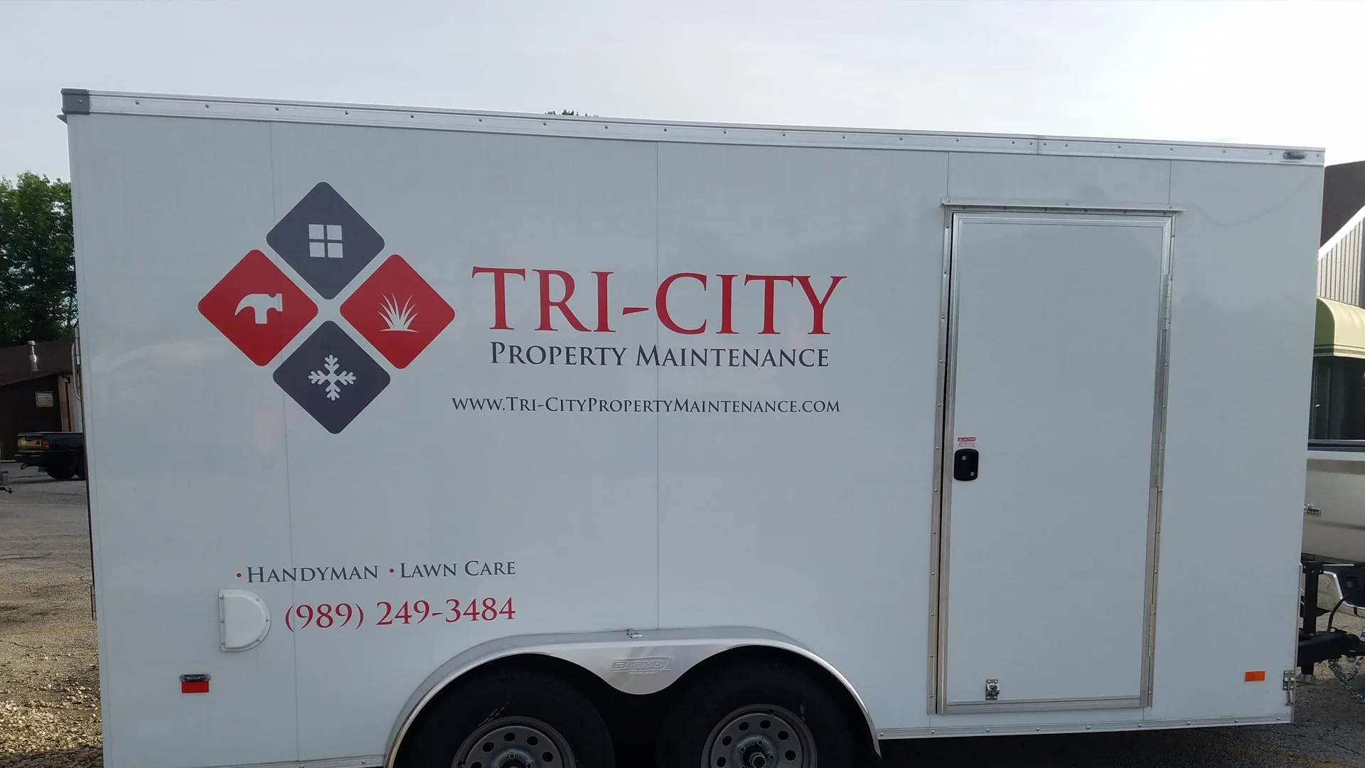Our company trailer filled with all our equipment to maintain our client's property.